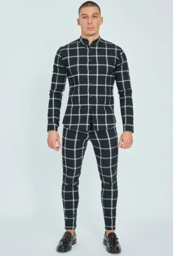 Chemise col mao à carreaux