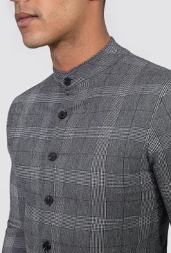 Chemise col mao à carreaux