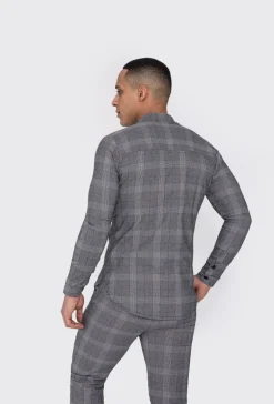 Chemise col mao à carreaux