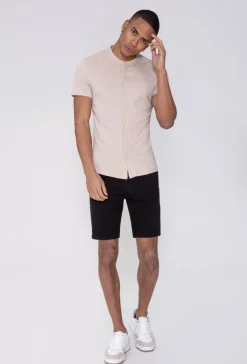 Chemise col mao manches courtes