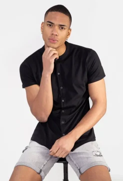 Chemise col mao manches courtes