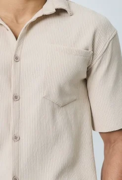 Chemise cotelée manches courtes oversize