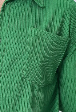 Chemise cotelée manches courtes oversize