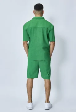 Chemise cotelée manches courtes oversize
