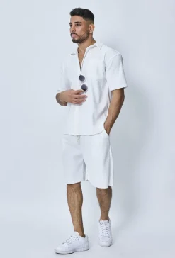 Chemise cotelée manches courtes oversize