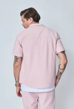 Chemise cotelée manches courtes oversize