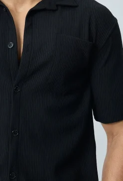 Chemise cotelée manches courtes oversize