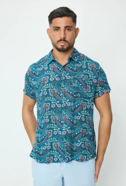 Chemise décontractée fleuri à poche