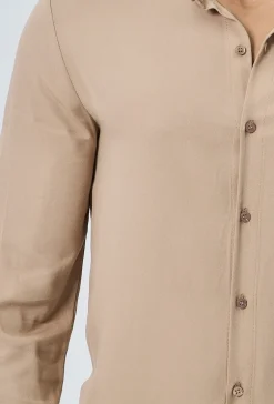 Chemise décontractée unie col mao