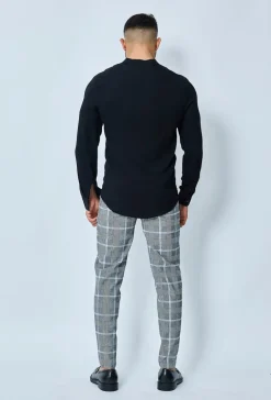 Chemise décontractée unie col mao