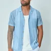 Chemise en dentelle manches courtes col à revers