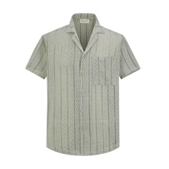 Chemise en dentelle manches courtes col à revers