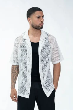 Chemise en dentelle texturé classique