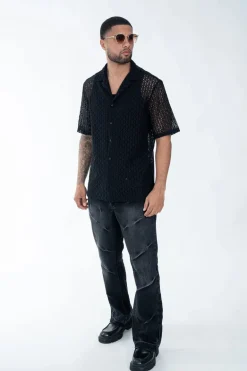 Chemise en dentelle texturé classique