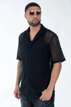 Chemise en dentelle texturé classique