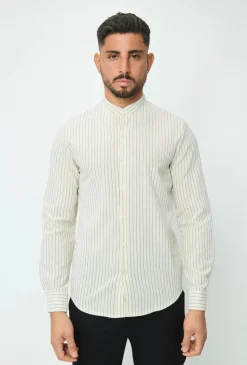 Chemise en lin mélangé avec col coréen