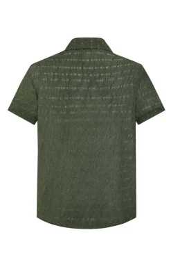 Chemise en maille transparente manches courtes col à revers