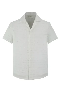 Chemise en maille transparente manches courtes col à revers