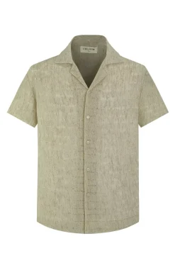 Chemise en maille transparente manches courtes col à revers