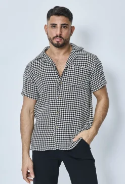 Chemise en tweed à carreaux manches courtes