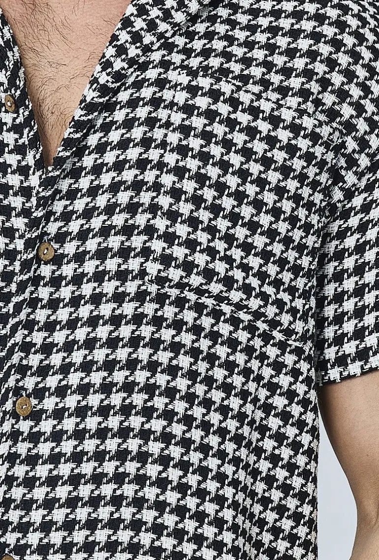 Chemise en tweed à carreaux manches courtes