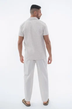 Chemise en tweed à carreaux manches courtes