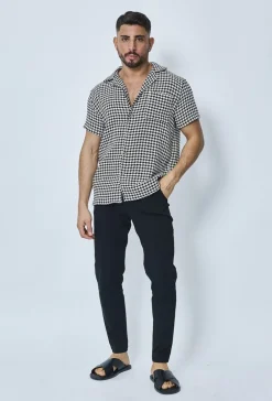 Chemise en tweed à carreaux manches courtes
