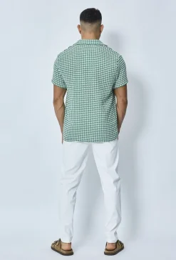 Chemise en tweed à carreaux manches courtes