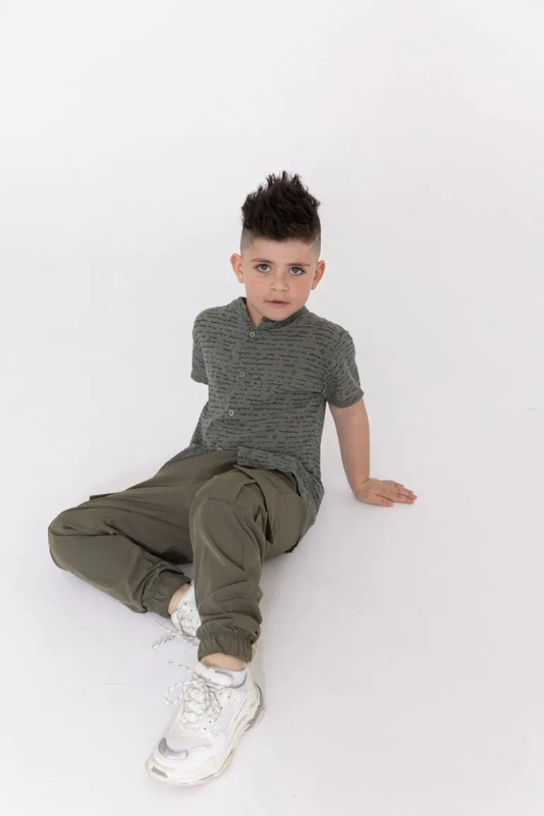 Chemise enfant manches courtes à motifs écriture
