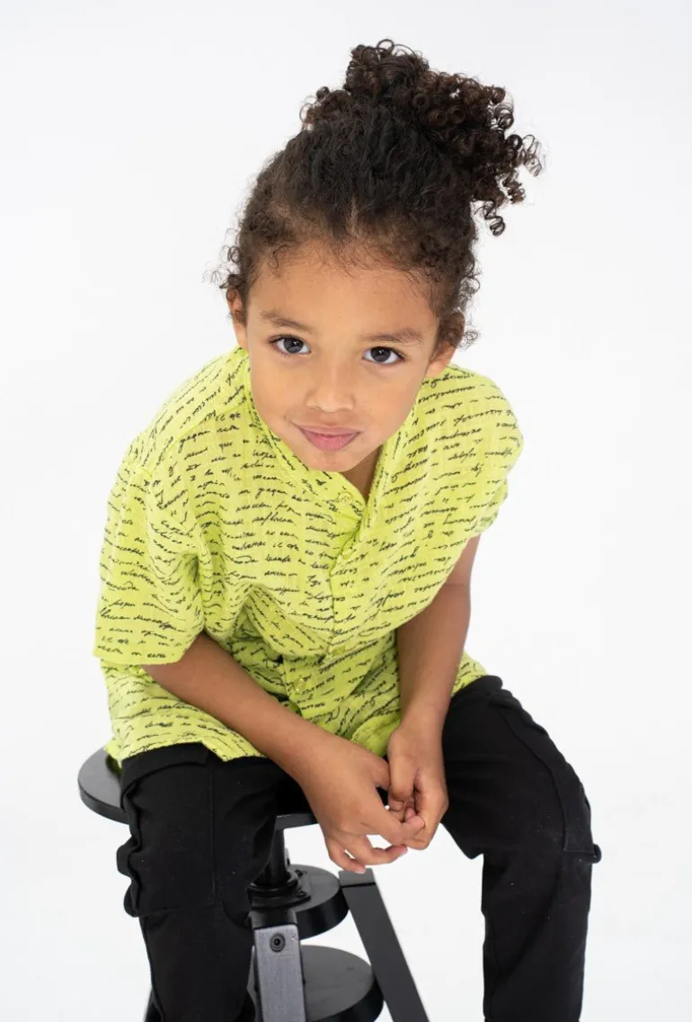 Chemise enfant manches courtes à motifs écriture
