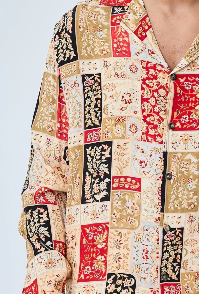 Chemise légère manches longues à motifs fleuri