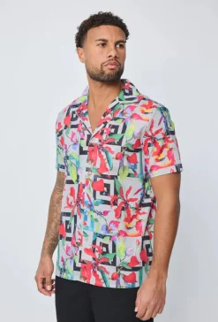 Chemise manches courtes à motifs abstraits
