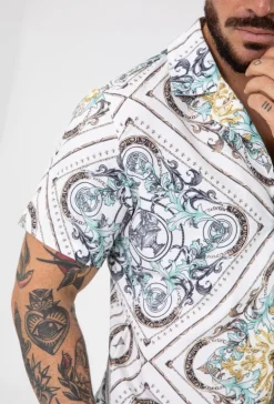 Chemise manches courtes à motifs baroque