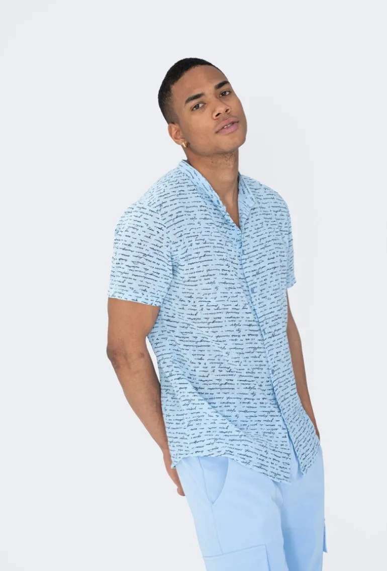 Chemise manches courtes à motifs écriture