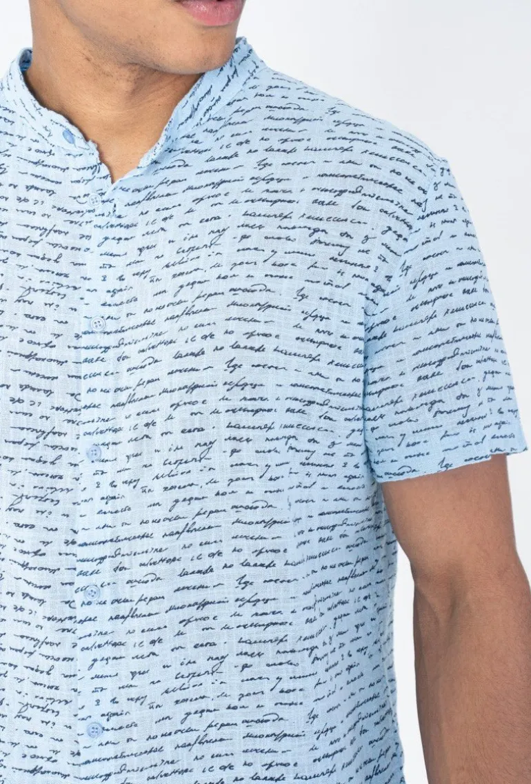Chemise manches courtes à motifs écriture