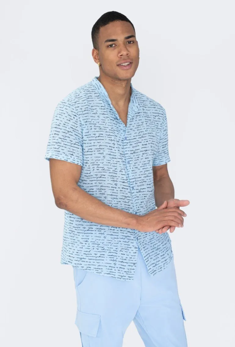 Chemise manches courtes à motifs écriture