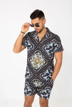 Chemise manches courtes à motifs baroque