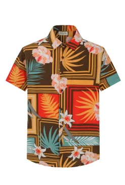 Chemise manches courtes à motifs fleuris