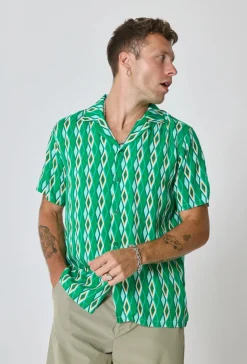 Chemise manches courtes à motifs géométrique