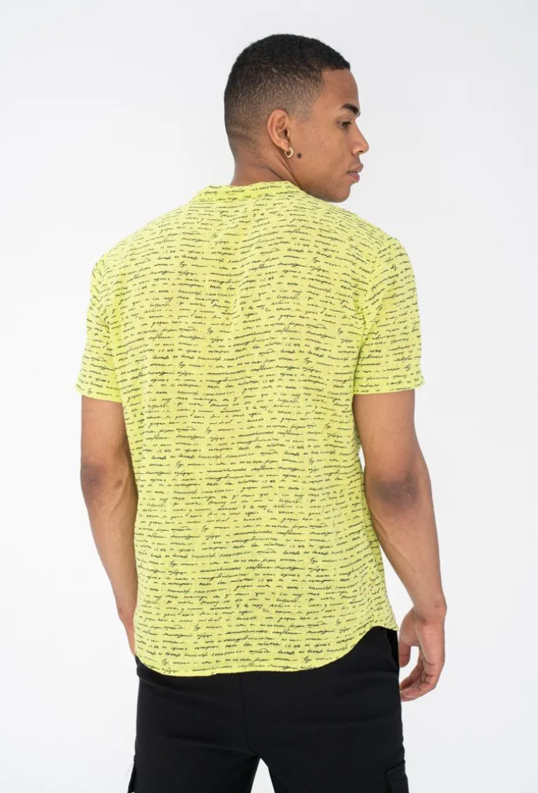 Chemise manches courtes à motifs écriture