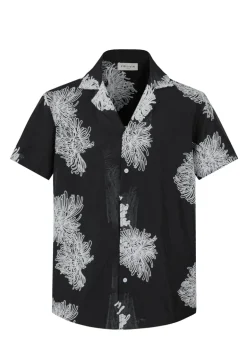 Chemise manches courtes à motifs fleuris broder