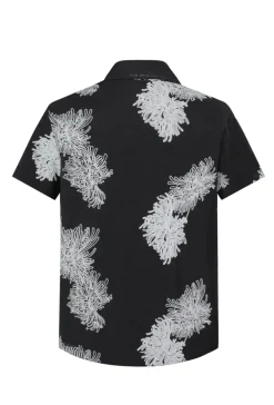 Chemise manches courtes à motifs fleuris broder