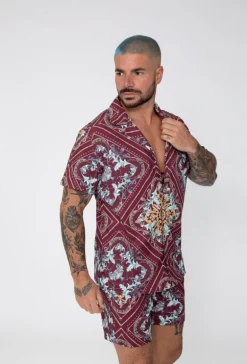 Chemise manches courtes à motifs baroque