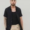Chemise manches courtes décontractée à col à revers