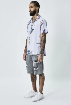 Chemise manches courtes fleuri