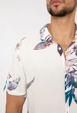 Chemise manches courtes fleuri