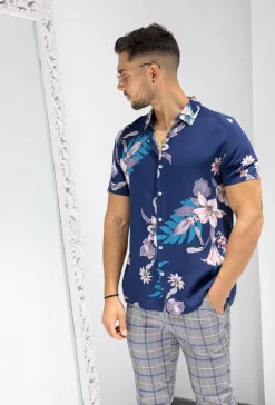 Chemise manches courtes fleuri