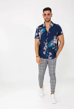 Chemise manches courtes fleuri