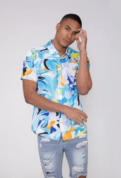 Chemise manches courtes légère fleurie