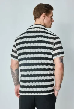 Chemise manches courtes rayée en maille